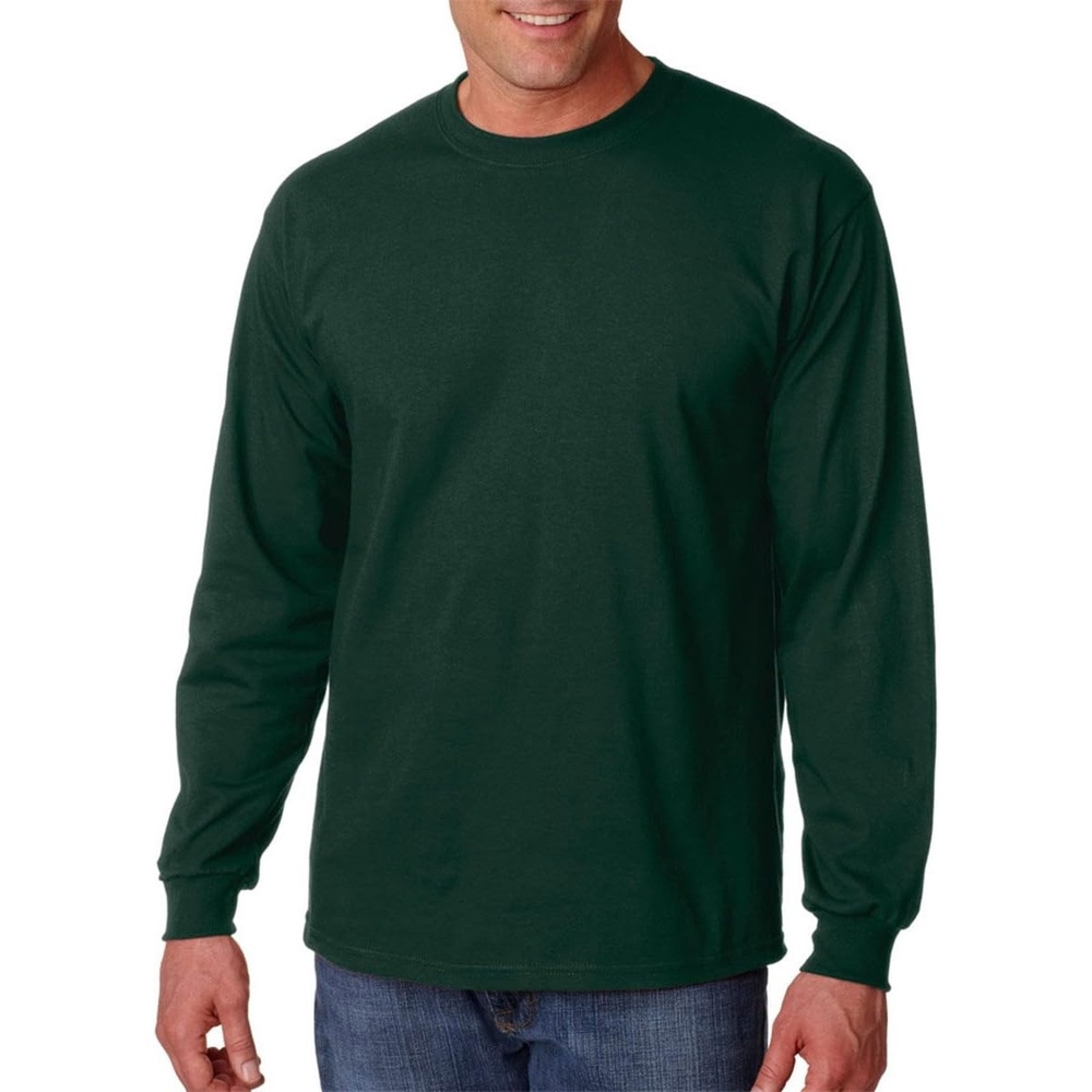 image:imageGildan Ultra Cotton 6 oz LongSleeve TShirt G240 CHARCOALForest Green
