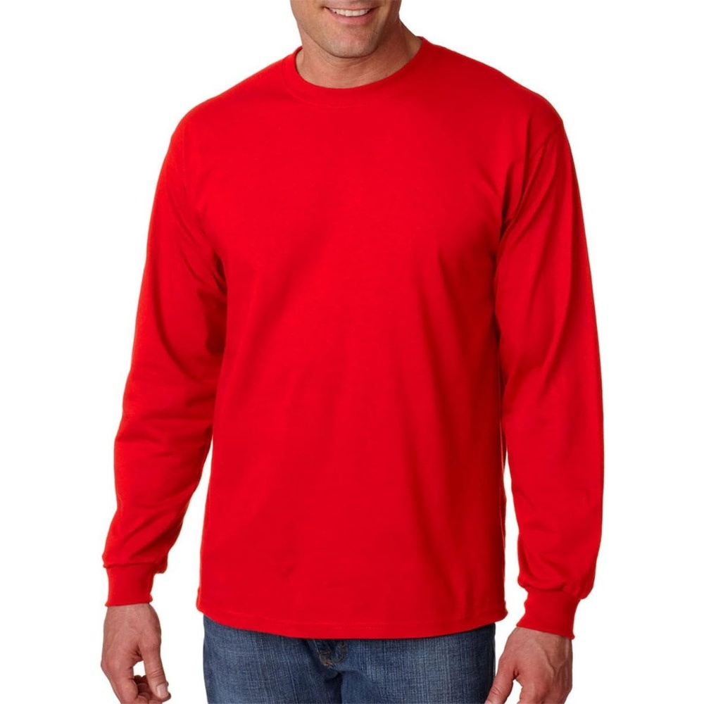 image:imageGildan Ultra Cotton 6 oz LongSleeve TShirt G240 CHARCOALRed
