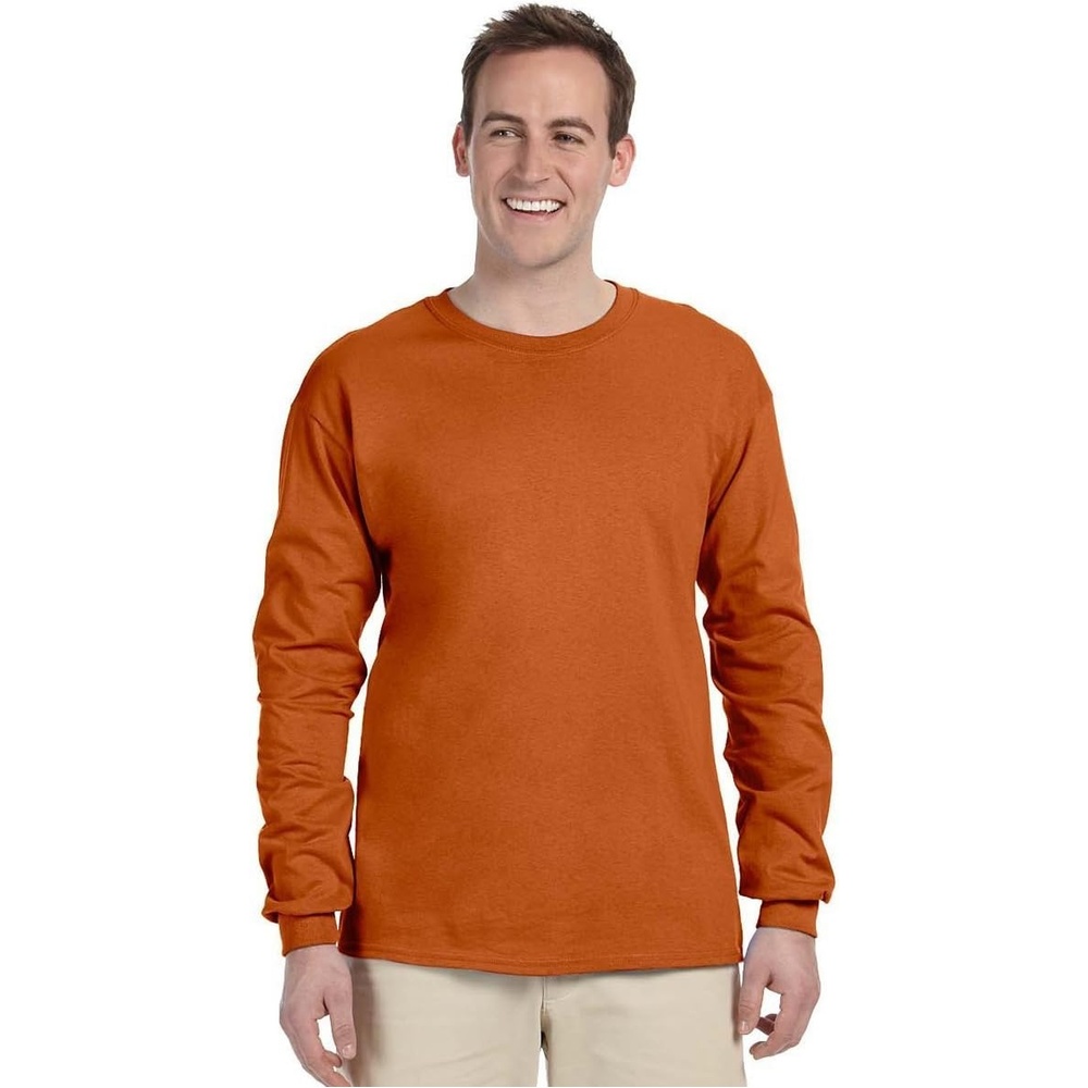 image:imageGildan Ultra Cotton 6 oz LongSleeve TShirt G240 CHARCOALTexas Orange