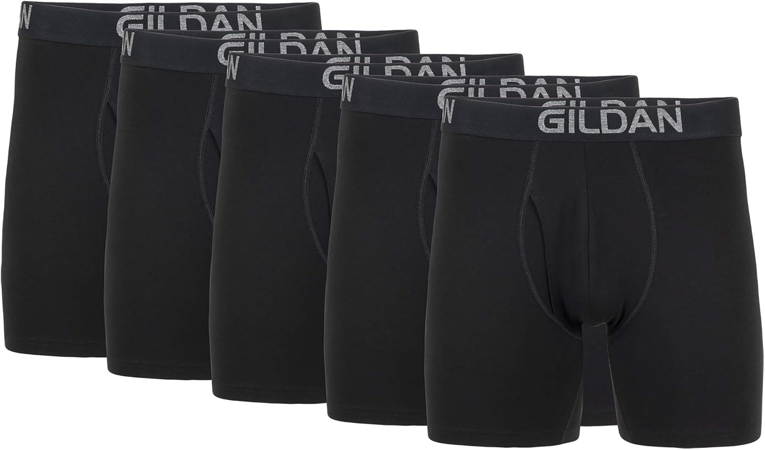 image:imageGildan Mens Underwear Cotton Stretch Boxer Briefs MultipackBlack Soot