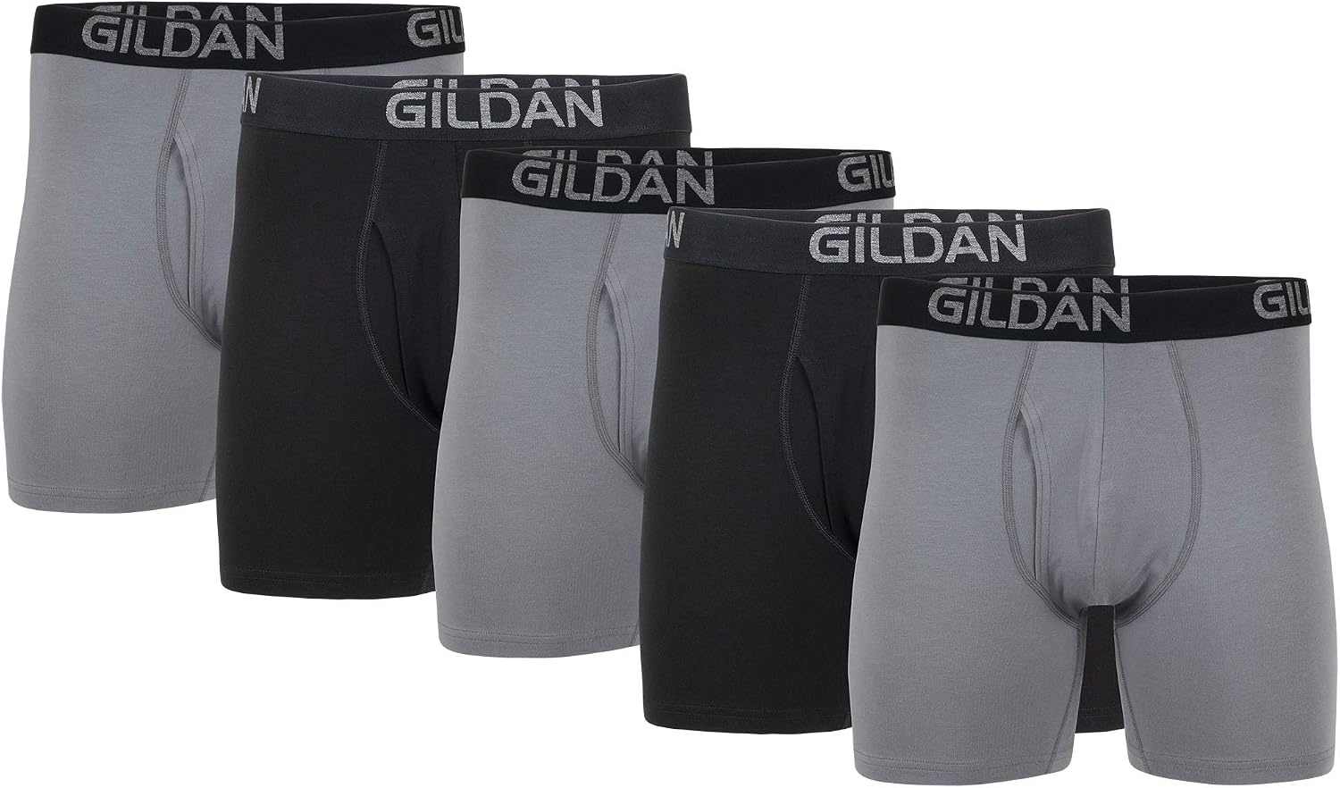 image:imageGildan Mens Underwear Cotton Stretch Boxer Briefs MultipackGrey FlannelBlack Soot