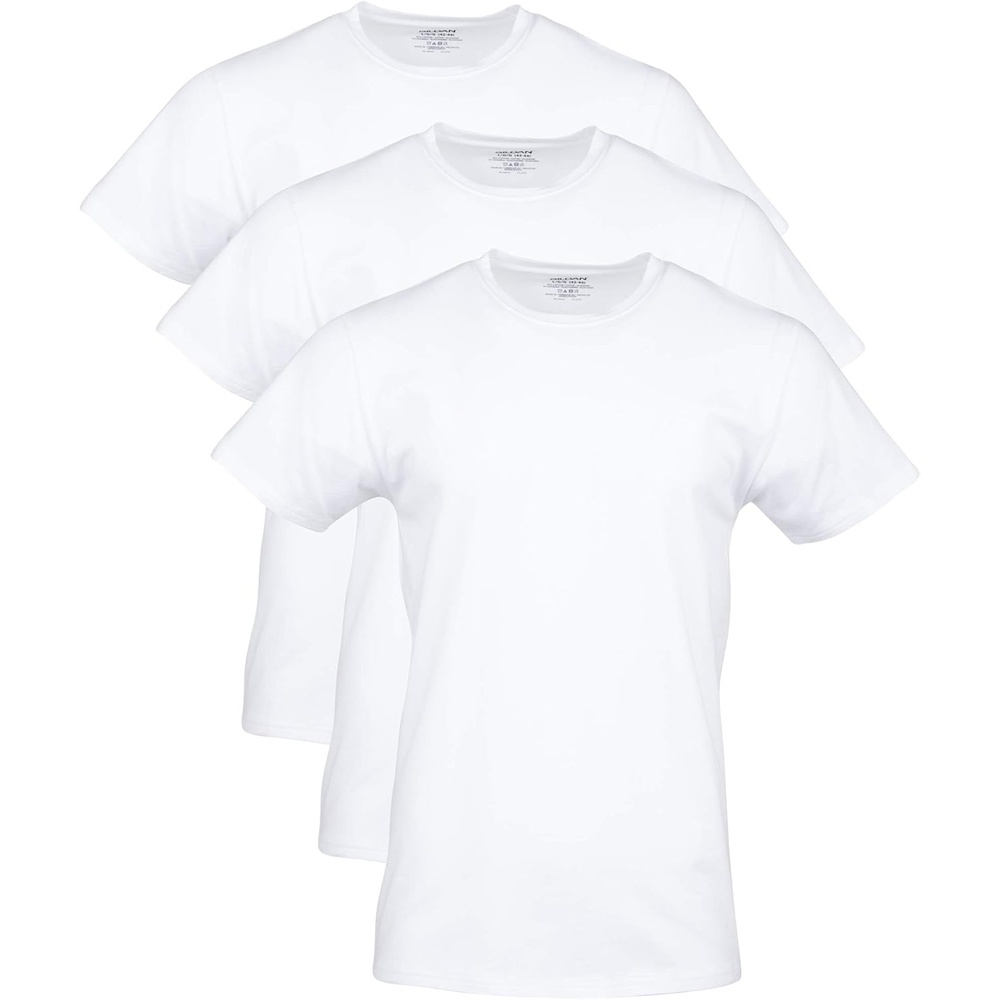 image:imageGildan Mens Cotton Stretch TShirts MultipackArtic White Crew 3pack