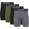 Gildan Men’s Underwear Cotton Stretch Boxer Briefs, Multipack(Black Soot/Heather Dark Grey/Green Midnight)