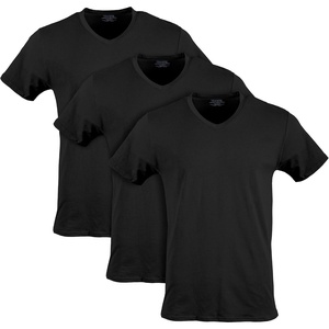 Gildan Men’s Cotton Stretch T-Shirts, Multipack(Black Soot (V-neck 3-pack))