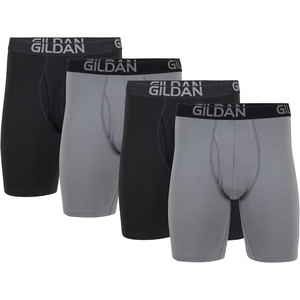 Gildan Men’s Underwear Cotton Stretch Boxer Briefs, Multipack(Grey Flannel/Black Soot)