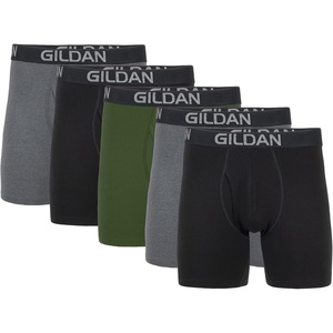 Gildan Men’s Underwear Cotton Stretch Boxer Briefs, Multipack(Heather Dark Grey/Black Soot/Green Midnight)