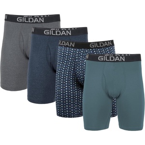 Gildan Men’s Underwear Cotton Stretch Boxer Briefs, Multipack(Hthr Dark Grey/Hthr Navy/Shapes/Blue)