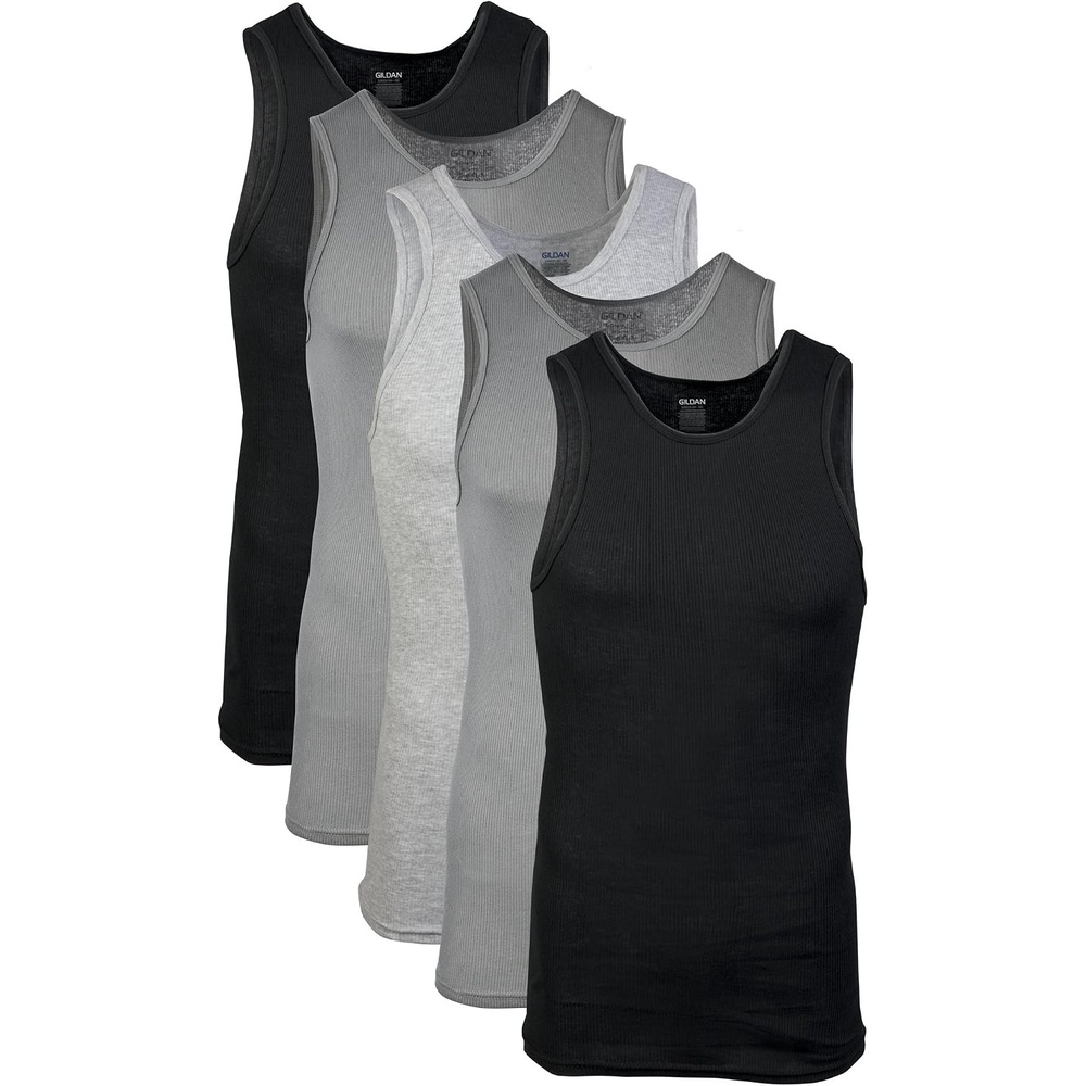 image:imageGildan Mens AShirts Tanks MultipackGreyBlack 4 Pack