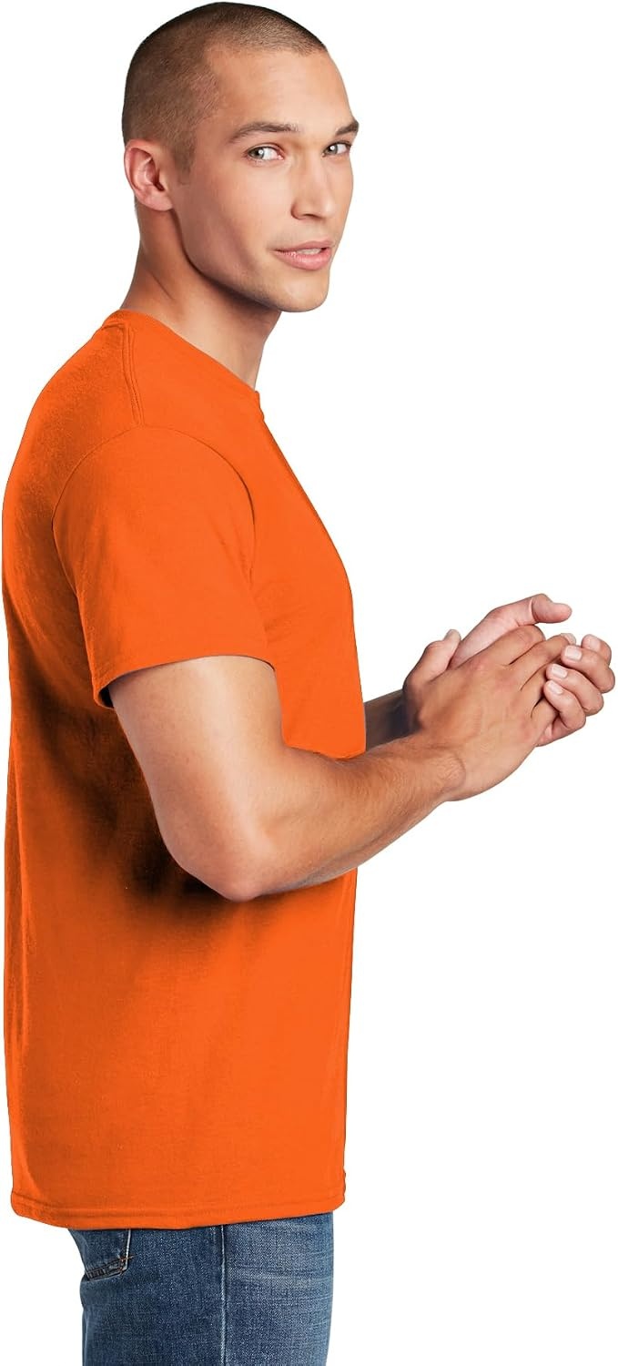 image:imageGildan Mens Short Sleeve 4Pack Polyester Performance TShirt X1 Safety Orange 1 Graphite Heather