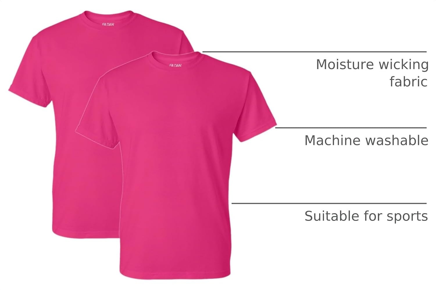 image:imageGildan Mens Short Sleeve 4Pack Polyester Performance TShirt XHeliconia